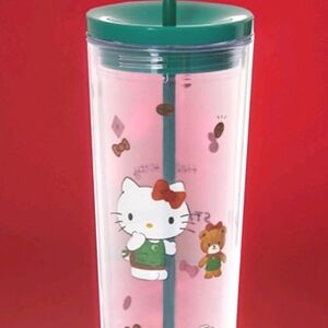 "Hello Kitty"  collaboration with Starbucks 24oz Clear Plastic Tumbler w/ Straw